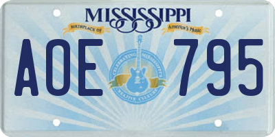 MS license plate AOE795
