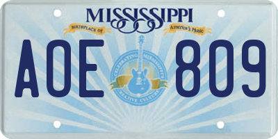 MS license plate AOE809