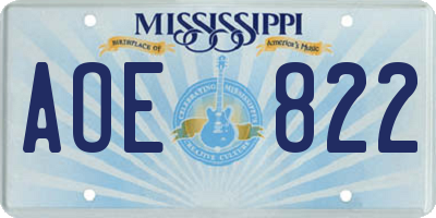 MS license plate AOE822