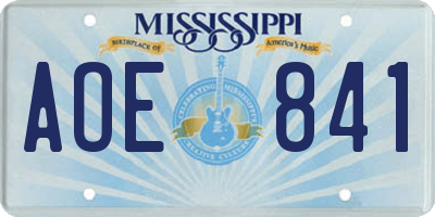 MS license plate AOE841