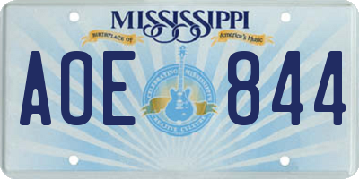 MS license plate AOE844