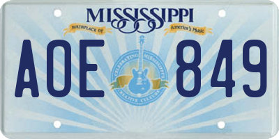 MS license plate AOE849