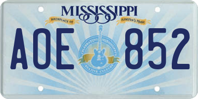 MS license plate AOE852
