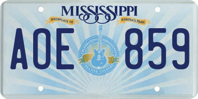 MS license plate AOE859