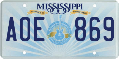 MS license plate AOE869