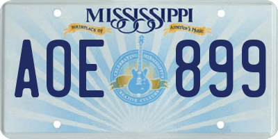 MS license plate AOE899