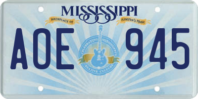 MS license plate AOE945
