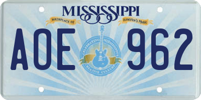 MS license plate AOE962