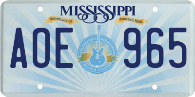 MS license plate AOE965