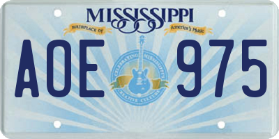 MS license plate AOE975