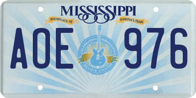 MS license plate AOE976