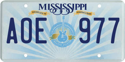 MS license plate AOE977