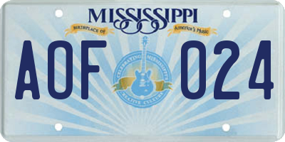 MS license plate AOF024