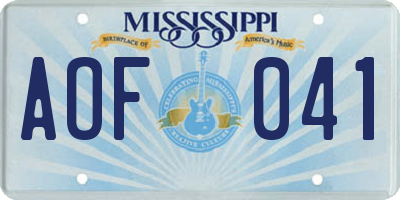 MS license plate AOF041
