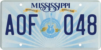 MS license plate AOF048