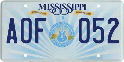 MS license plate AOF052