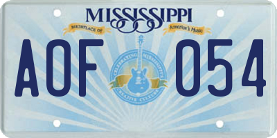 MS license plate AOF054