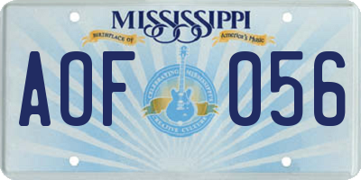 MS license plate AOF056