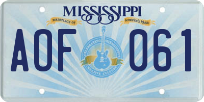 MS license plate AOF061