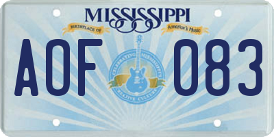 MS license plate AOF083
