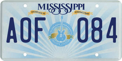 MS license plate AOF084