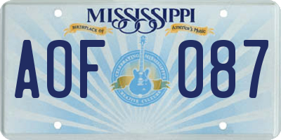 MS license plate AOF087