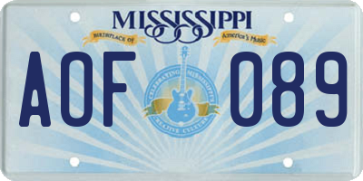 MS license plate AOF089