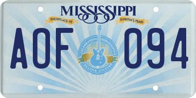 MS license plate AOF094