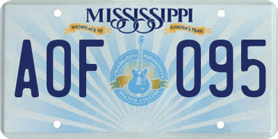 MS license plate AOF095