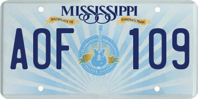 MS license plate AOF109