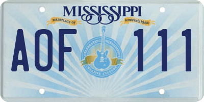 MS license plate AOF111