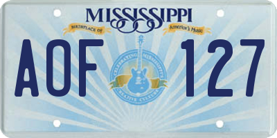 MS license plate AOF127