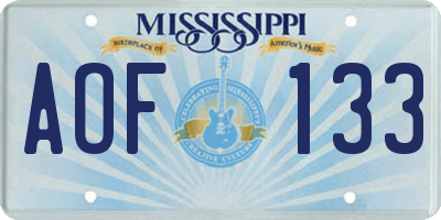 MS license plate AOF133