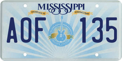 MS license plate AOF135