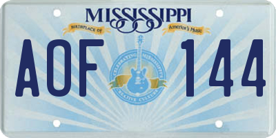MS license plate AOF144
