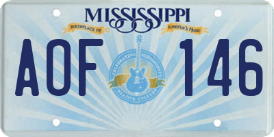 MS license plate AOF146