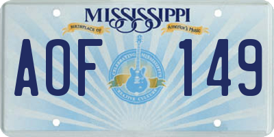 MS license plate AOF149