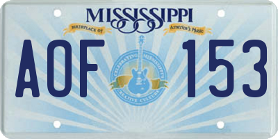MS license plate AOF153