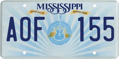 MS license plate AOF155