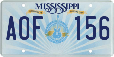 MS license plate AOF156