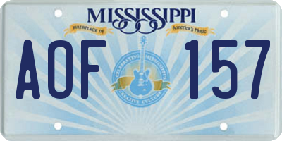 MS license plate AOF157