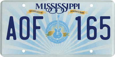 MS license plate AOF165