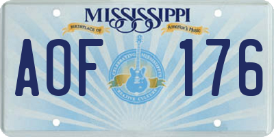MS license plate AOF176