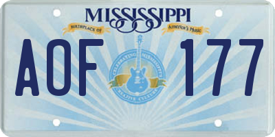 MS license plate AOF177