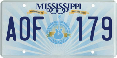 MS license plate AOF179