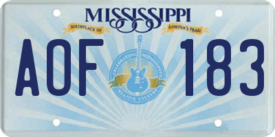 MS license plate AOF183