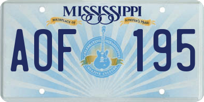 MS license plate AOF195