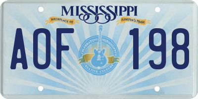MS license plate AOF198