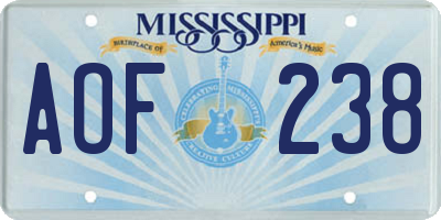 MS license plate AOF238