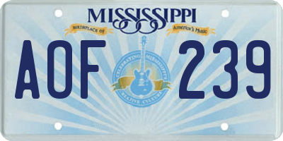 MS license plate AOF239